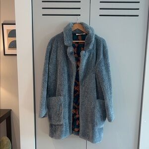 Anthropologie - Maeve Collection Blue Faux Fur Coat